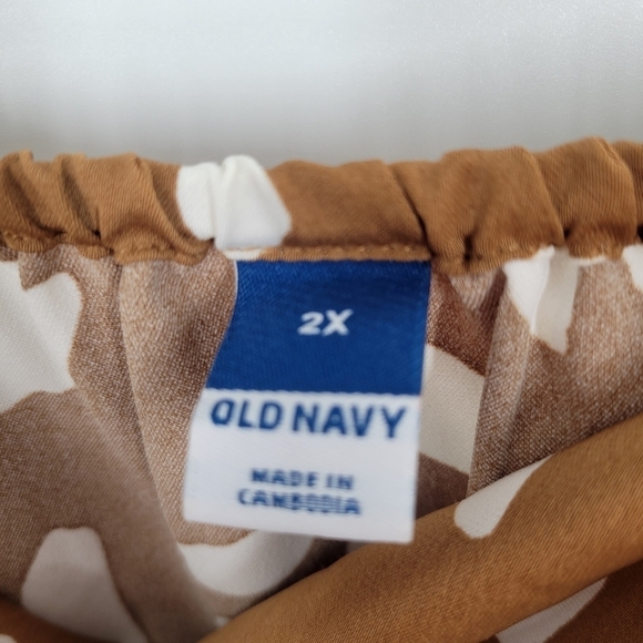 Old Navy Brown Cream Print Cowl Neck Satin Midi Slip Dress Size 2X - Picture 5 of 8